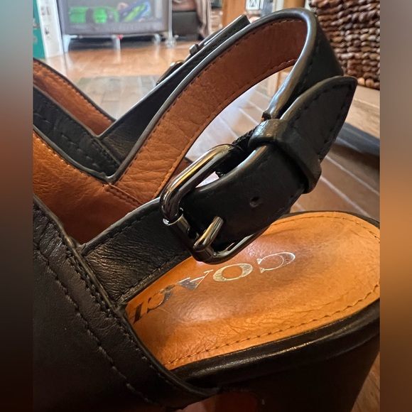 COACH Carmine Closed Toe Black Leather Platform Heels - Picture 7 of 10